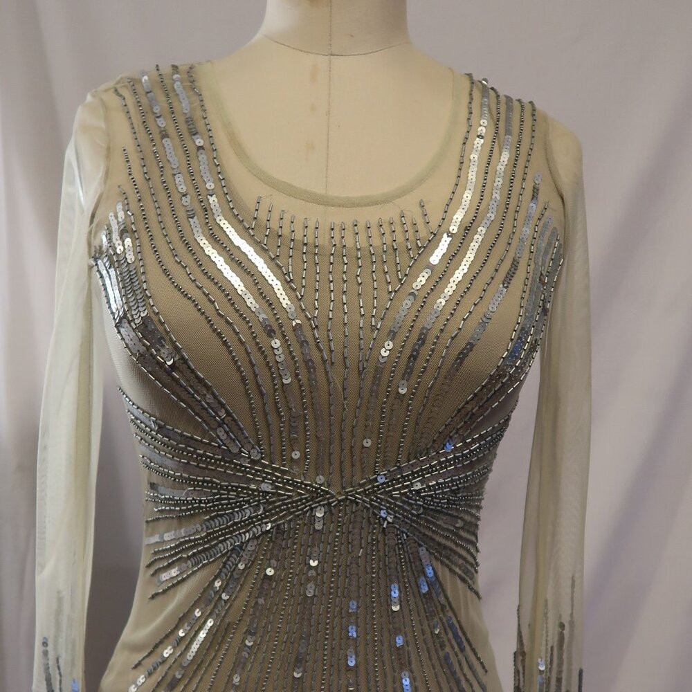 Glam Sequin Illusion Mesh Bodycon Dress